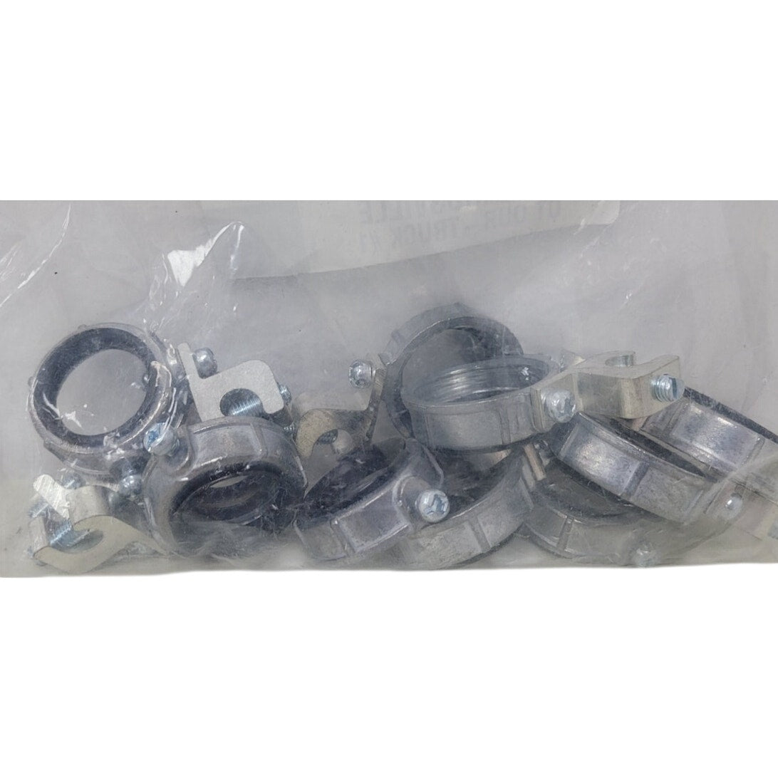 10 New Open Box Bridgeport Grounded Insulated 1" Zinc Metal Grounding Bushings