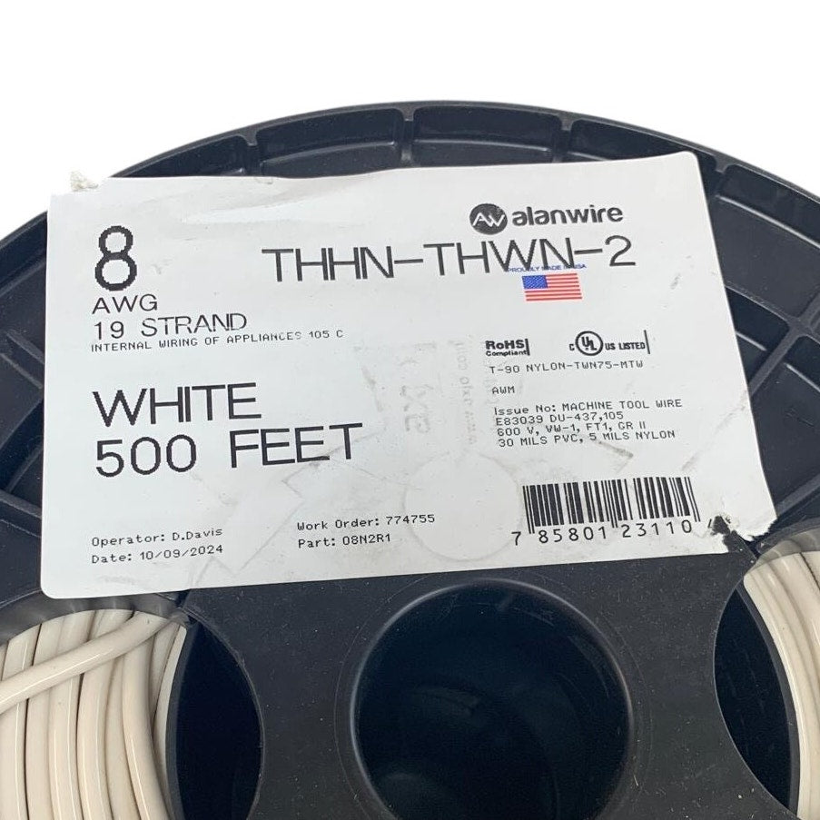 New 500’ 8 AWG THHN THWN RoHS Stranded 600V Copper Wire Spool