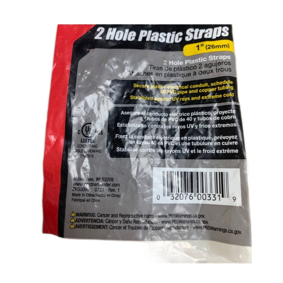 Gardner Bender 1" 2-Hole Plastic Pipe Strap — 7-Pack, New