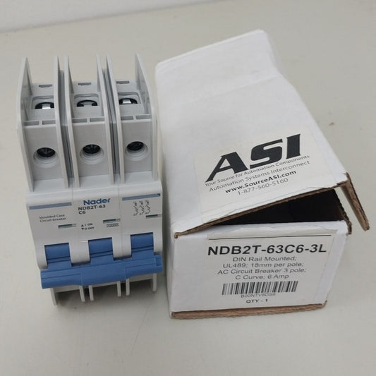 New ASI Nader NDB2T-63C6-3L 3 Pole Unit Moulded Case Circuit Breaker