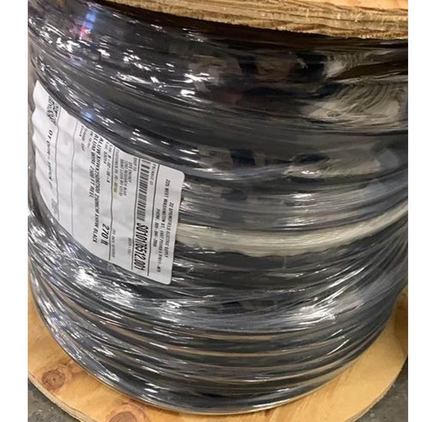 New Wooden Spool of 270 Feet Black 250 MCM Aluminum Electrical Wire