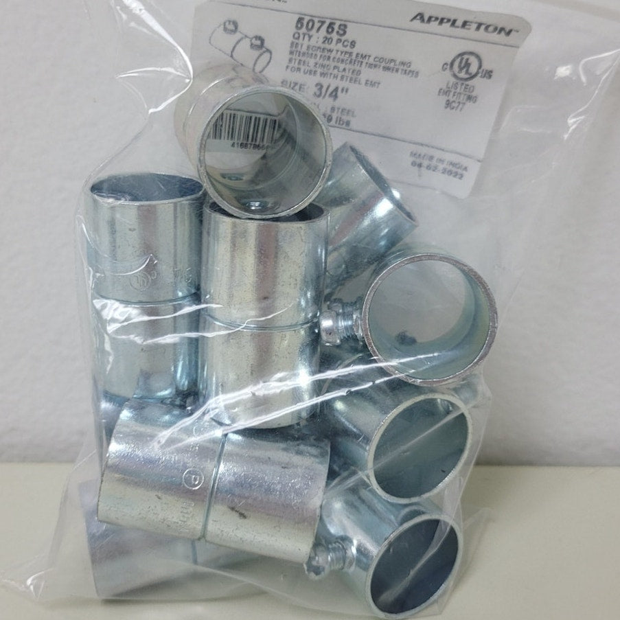 10 New Appleton 3/4" Set Screw Type EMT 5075S Electrical Steel Couplings