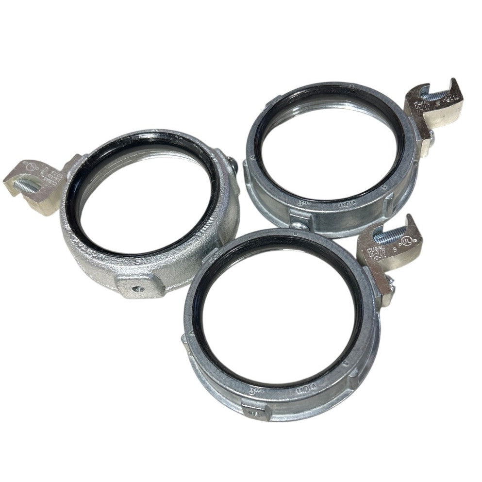 Lot of 3 Various Brands 3" Insulated Metal Grounding Bushings Missing Screws