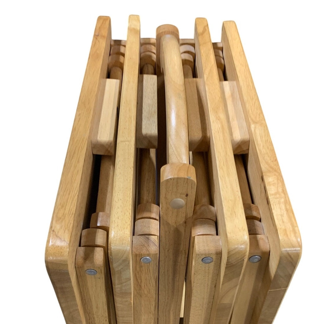 Vintage Folding TV Trays with Storage Stand – Set of Folding Snack Tables