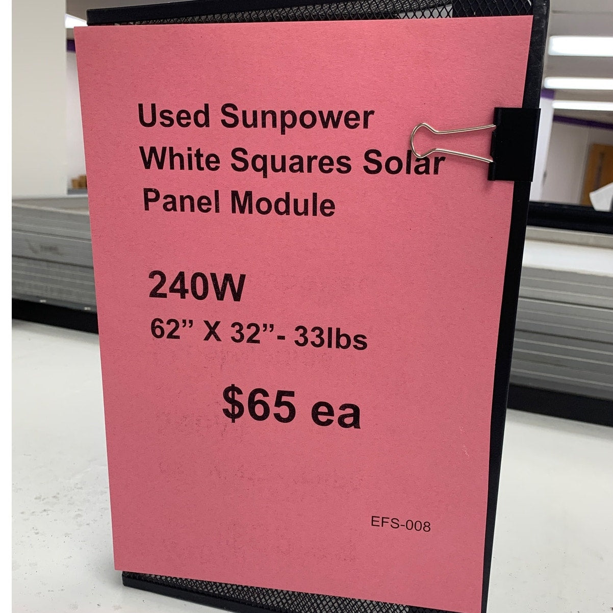 Used Sunpower SPR-225E-WHT-U-ACPV 240W White Squares Solar Panel Module