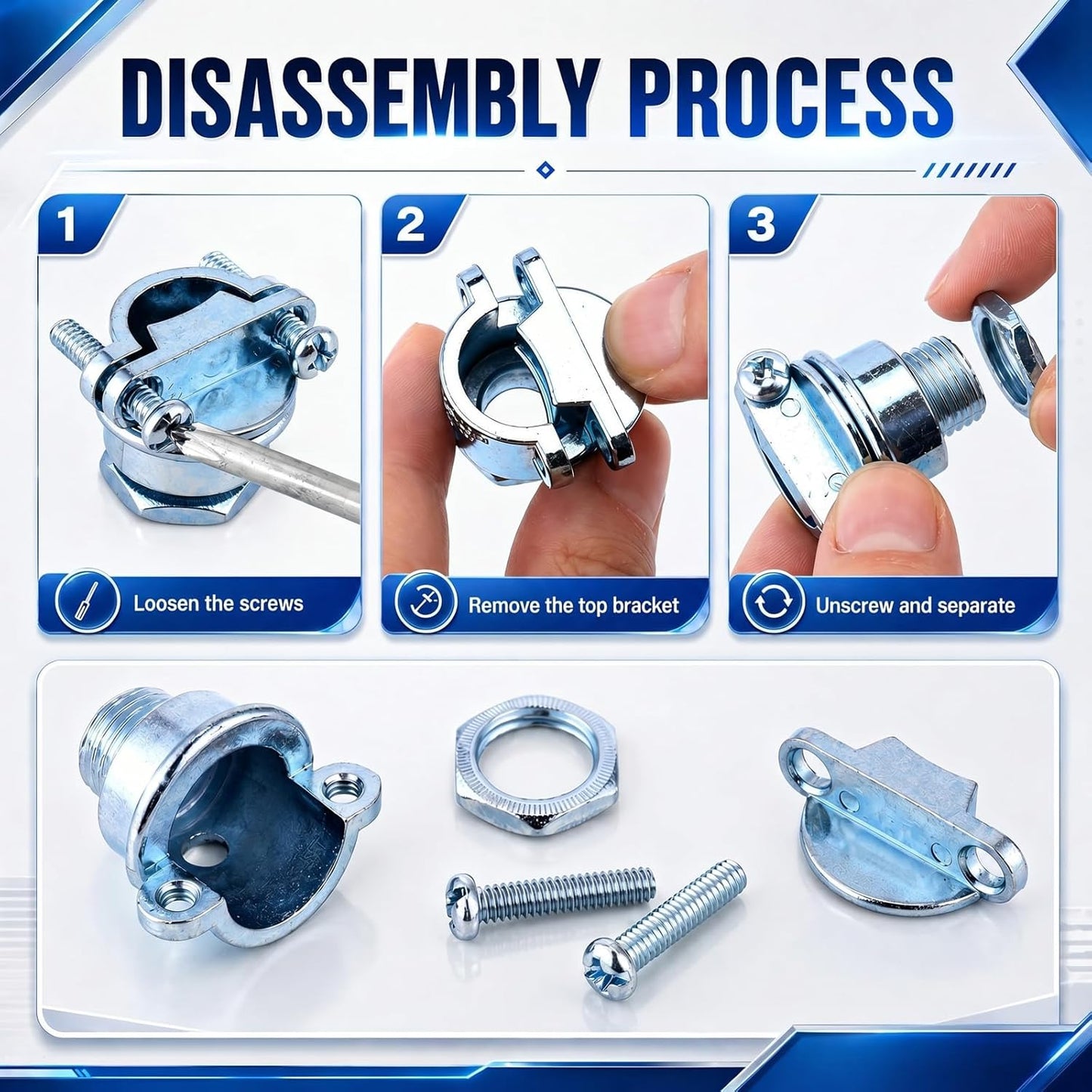 12 Clamp Type Cable Connectors 1/4" Metal Wire Clamps for Metallic Conduit