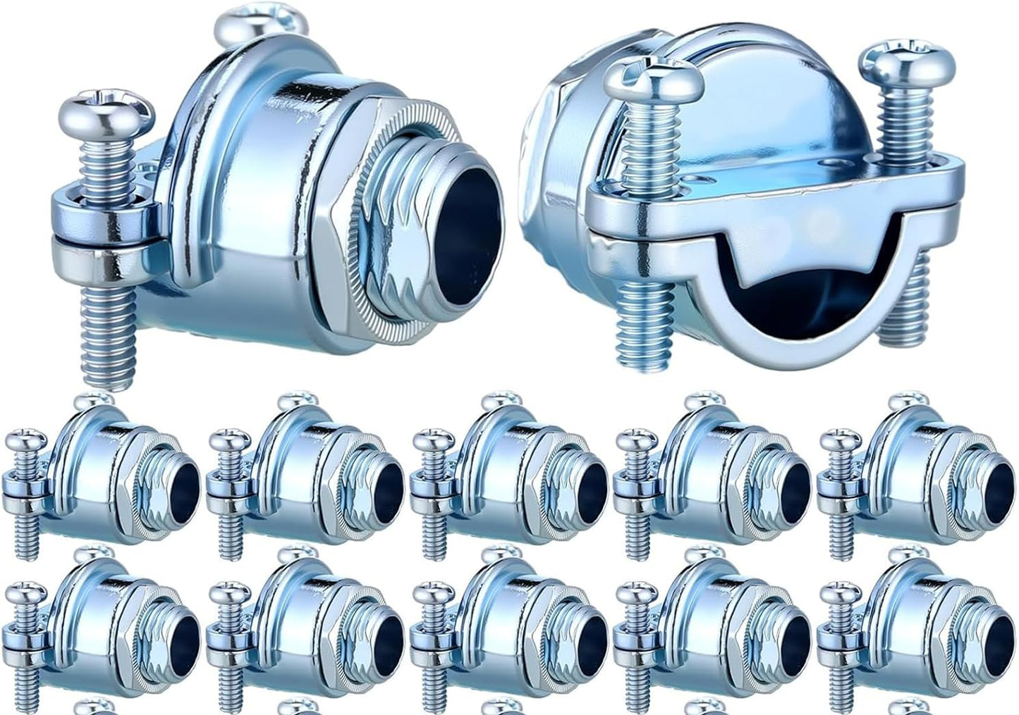12 Clamp Type Cable Connectors 1/4" Metal Wire Clamps for Metallic Conduit