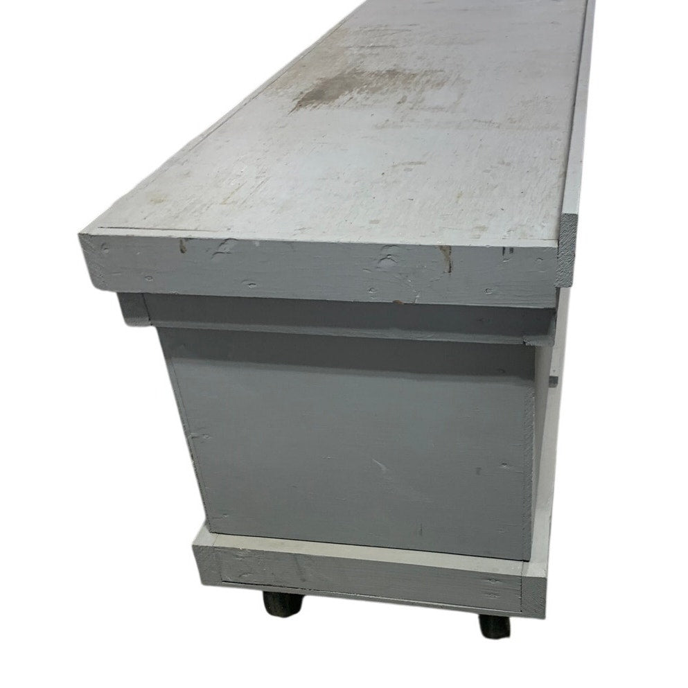 Vintage 72" Heavy-Duty Wood Rolling Work Cart — Industrial Shop Table