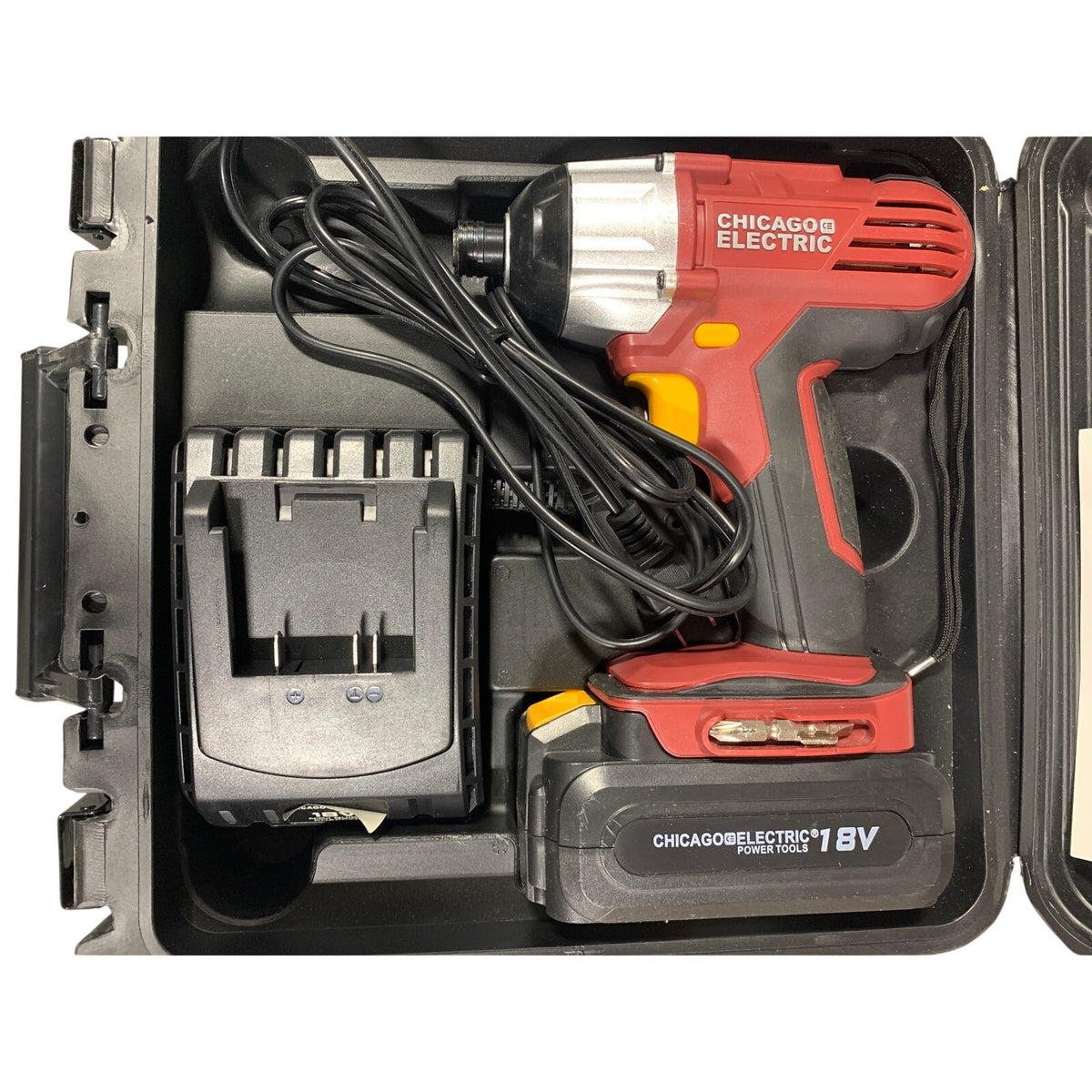 Chicago Electric 14 Volt Cordless Impact Driver Kit with Case Charger & Battery