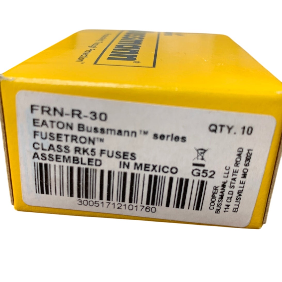 10 New In Box Cooper Bussmann Fusetron FRN-R-30 Time Delay Class RK5 Fuses