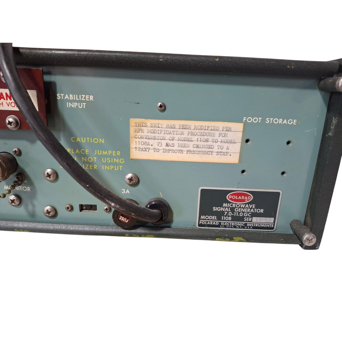 Vintage Polarad 1108-MOD 7–11 GHz Microwave Signal Generator, Used Untested