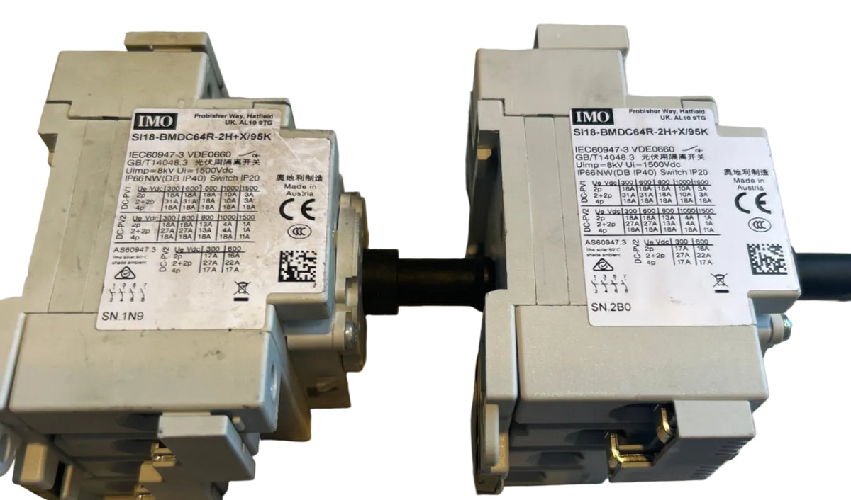 2 IMO SI18-BMDC64R-2H-X/95K Solar DC Disconnect Switches, Used