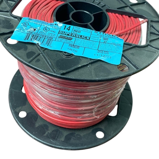 New 500' Encore Wire 14 AWG Red Superslick THHN THWN-2 Stranded Copper Spool