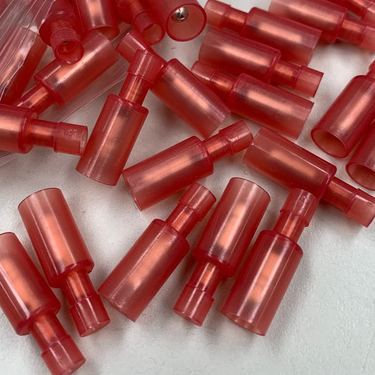 100 New Thomas Betts Red Nylon Male Wired Bullet Connectors TNF18-4MB-XV