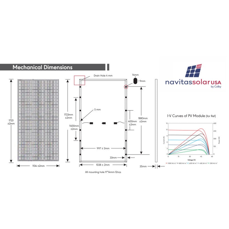 Used Navitas 410W Bifacial Black Mono PERC Half Cut Module 108 Cell Solar Panel