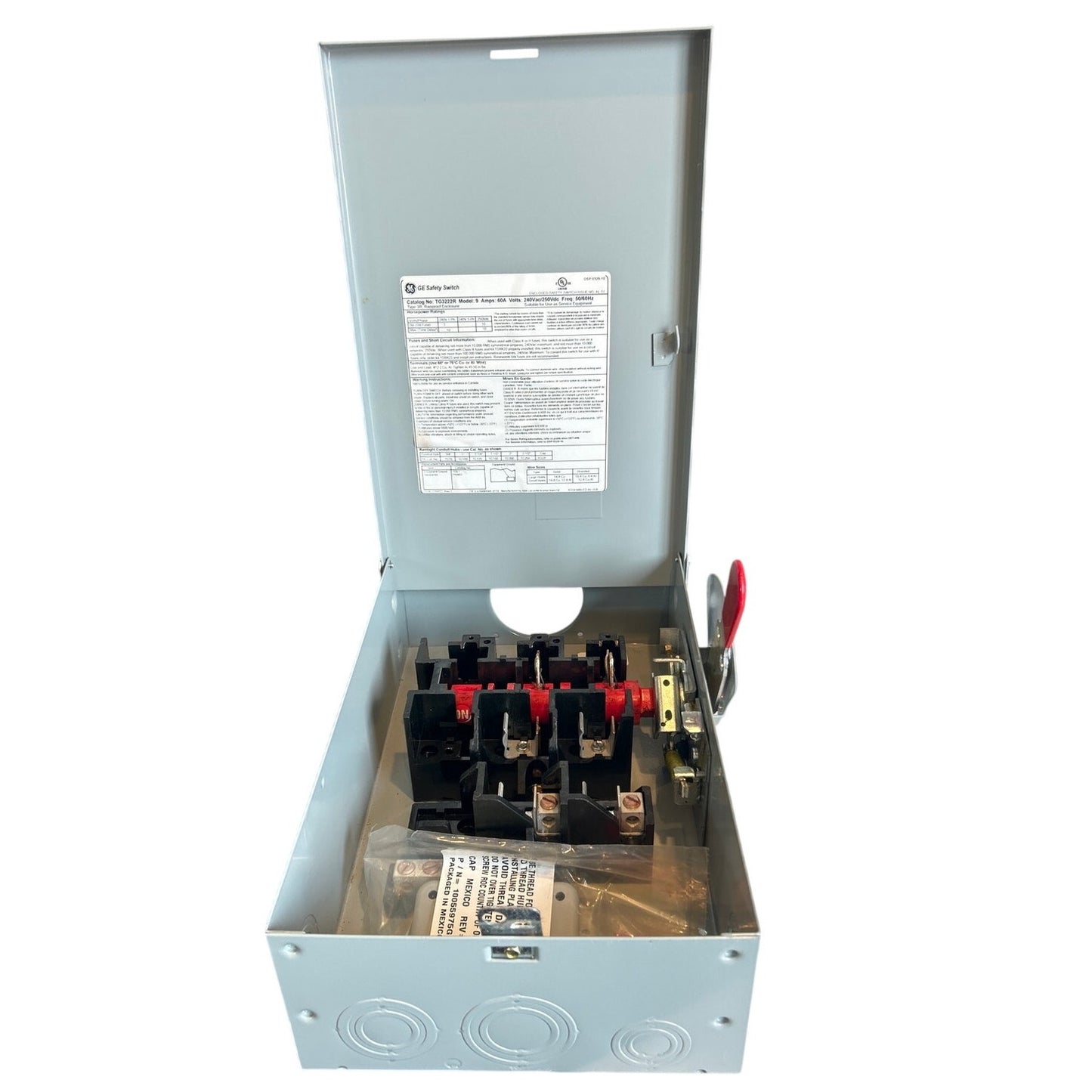 GE General Electric General Duty 60A 240VAC Metal Box Safety Switch Shutoff
