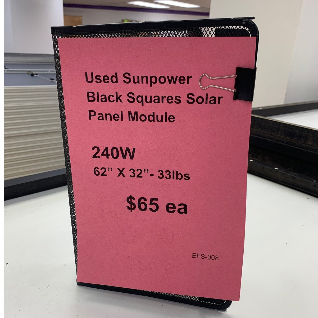 Used Sunpower SPR-225E-BLK-U-ACPV 240W Black Squares Solar Panel Module