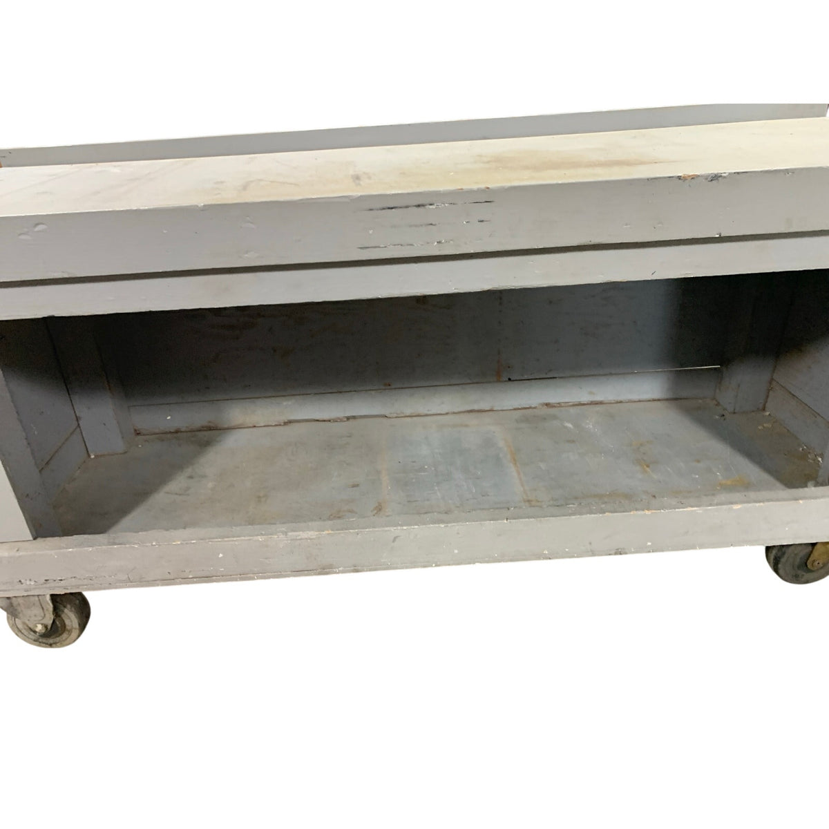 Vintage 72" Heavy-Duty Wood Rolling Work Cart — Industrial Shop Table