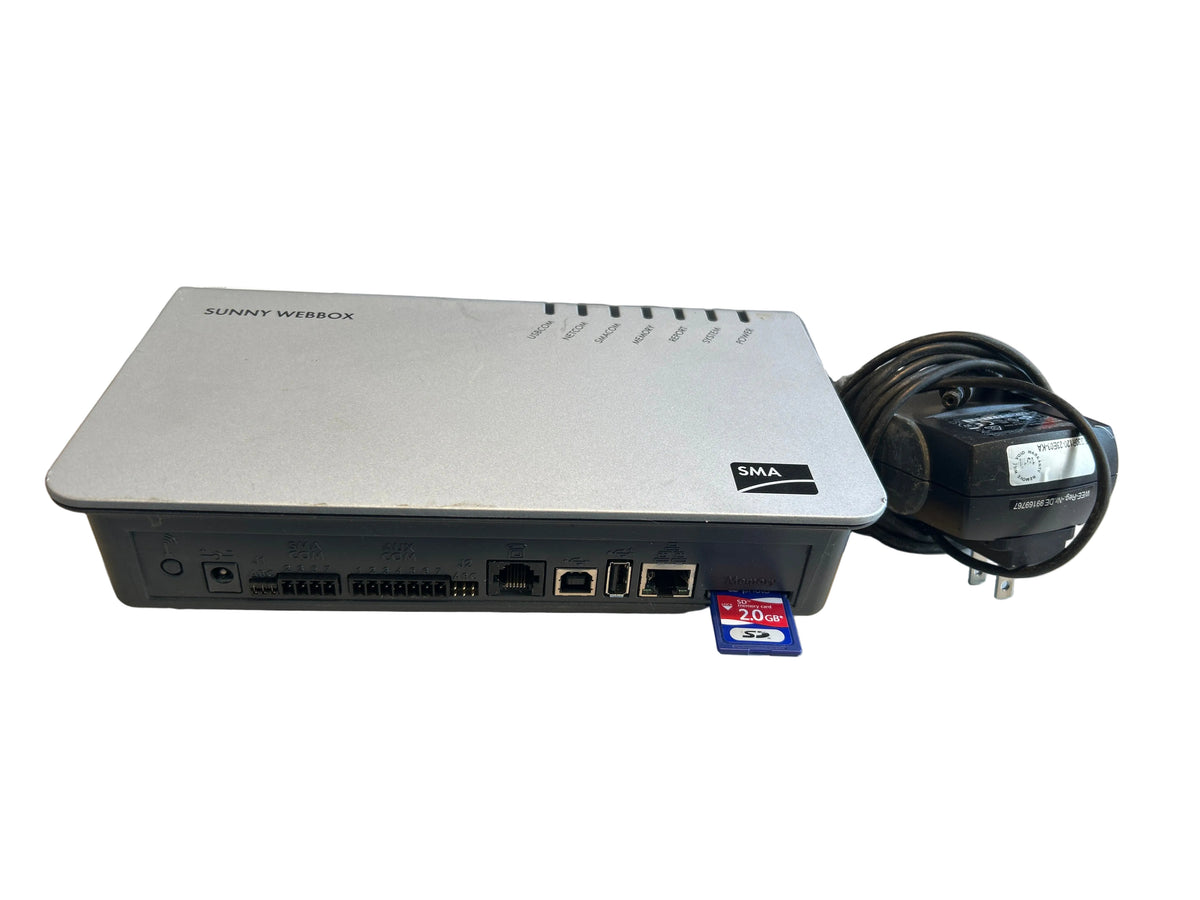 SMA Sunny WebBox Solar Data Logger | RS485 | w/ Power Adapter & SD Card