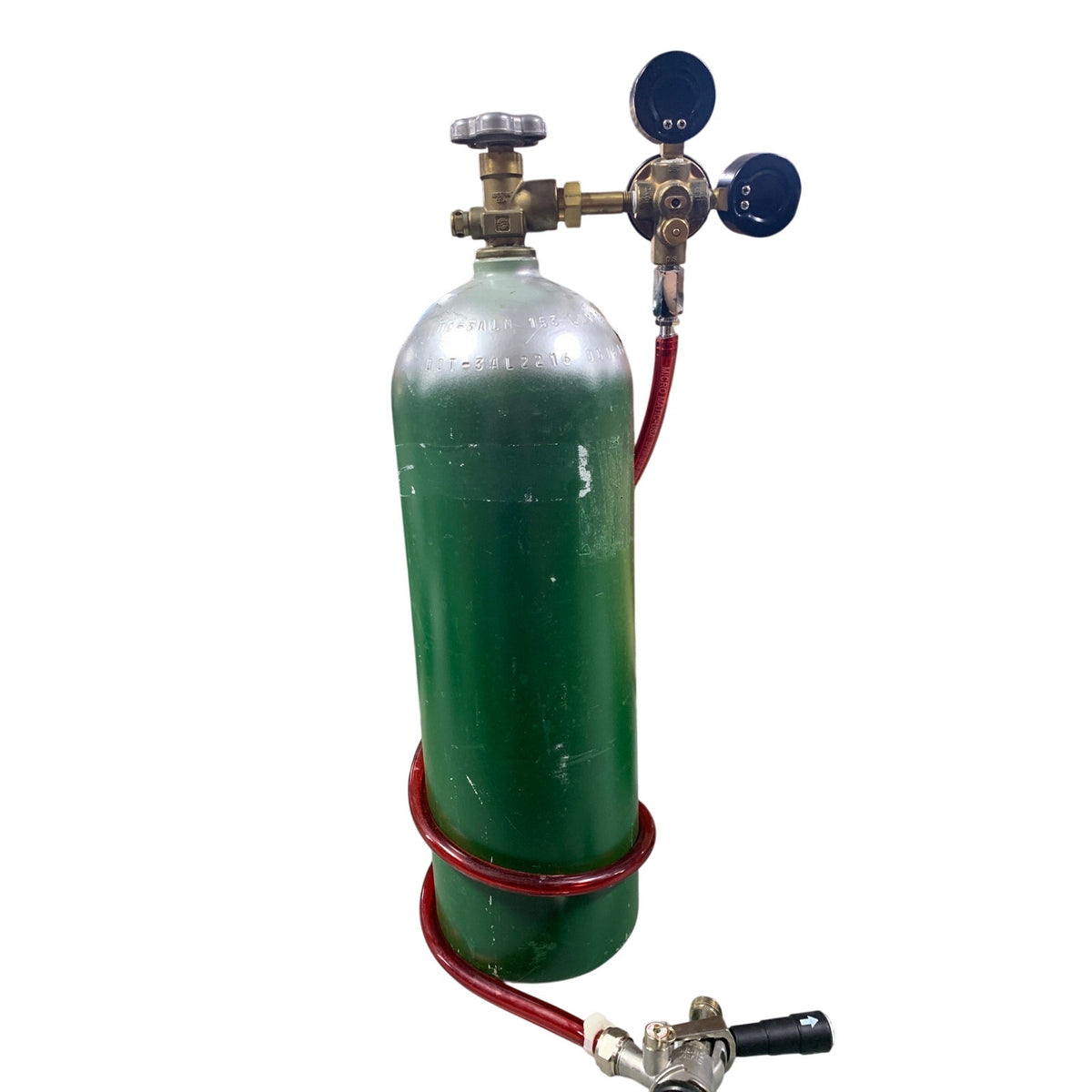 Kegerator Tapping Kit: Green CO2 Tank, Dual Gauge Regulator & Sankey Coupler