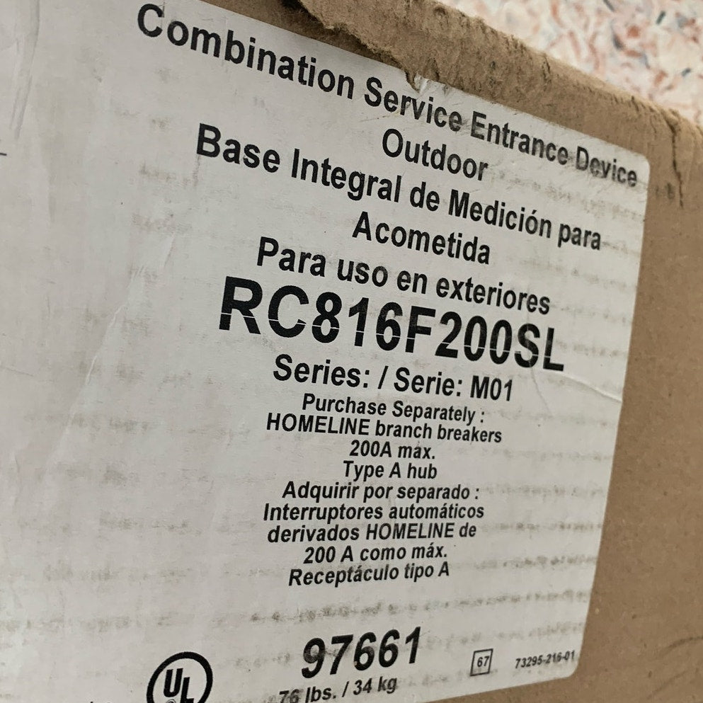 Square D RC816F200SL 200A Outdoor MeterMain Combo Service Entrance — New