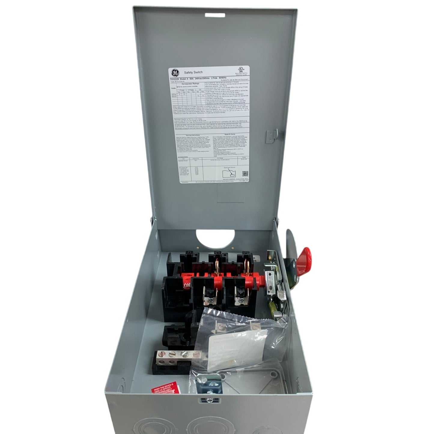GE TGN3222R General Duty Safety Switch 60A Fusible 2 Pole 240VAC / 250VDC