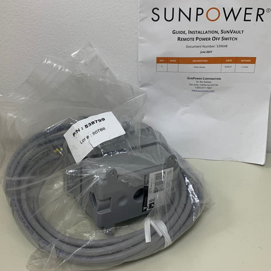 New Sunpower SunVault Remote Power Off RPO Switch 538799 Kit with Manual