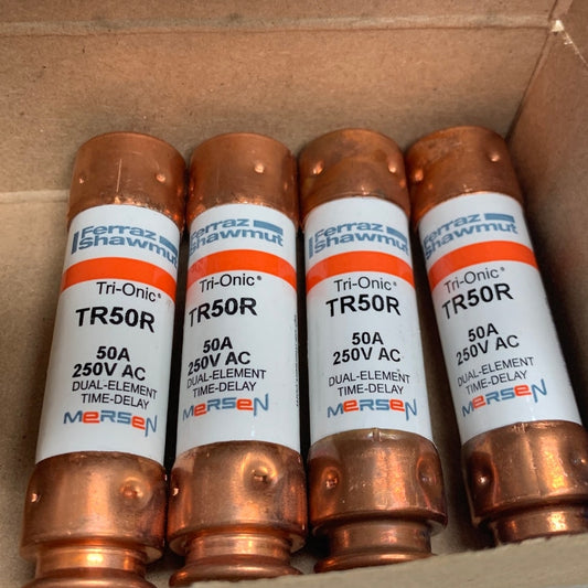 4 New In Box 50 Amp Mersen Tri-Onic Class RK5 Fuses TR50R 250V