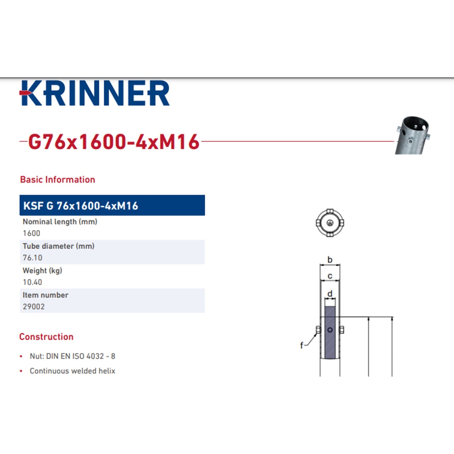 New Krinner G-Series G76X1600 Ground Screws for Fence Posts Ground Mounted Solar