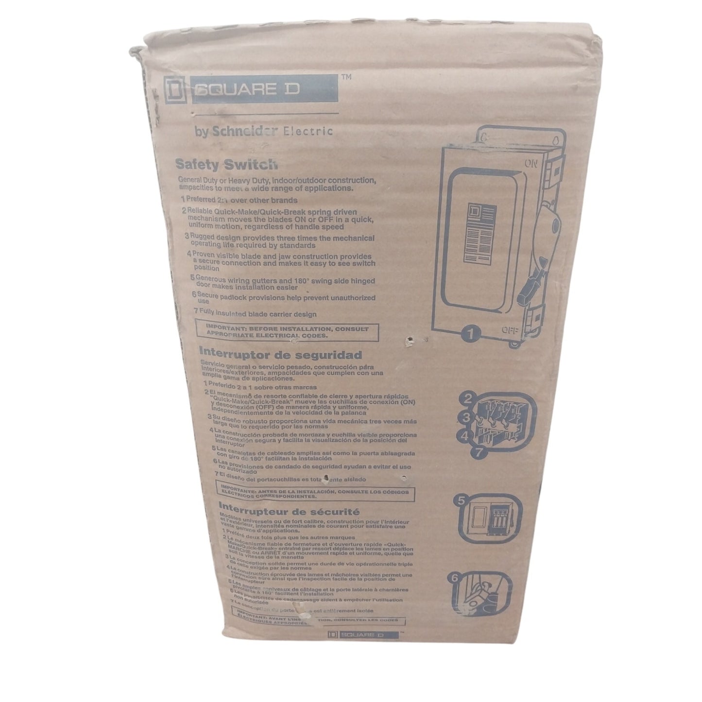 New In Box Square D 100A General Duty Safety Switch GDSS Metal Electrical Box