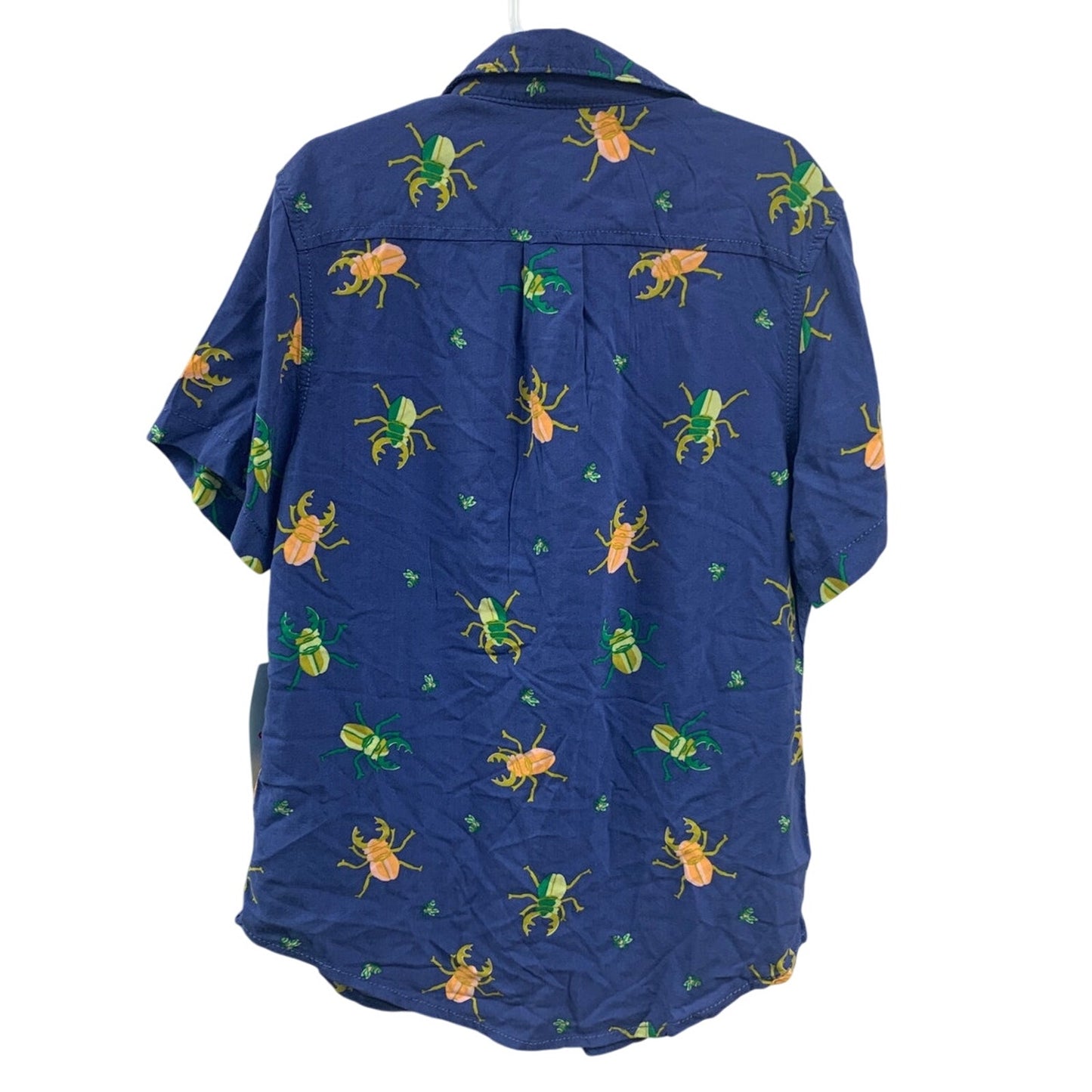 NWT New Cat & Jack Boys Large Short Sleeve Insect Bug 100% Rayon Button Shirt