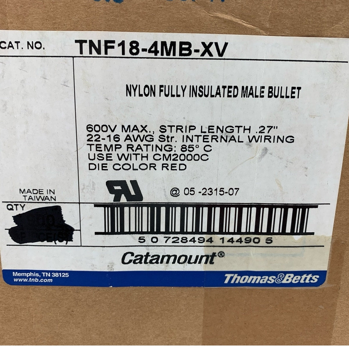 100-Pack | Open Box | Thomas & Betts TNF18-4MB-XV