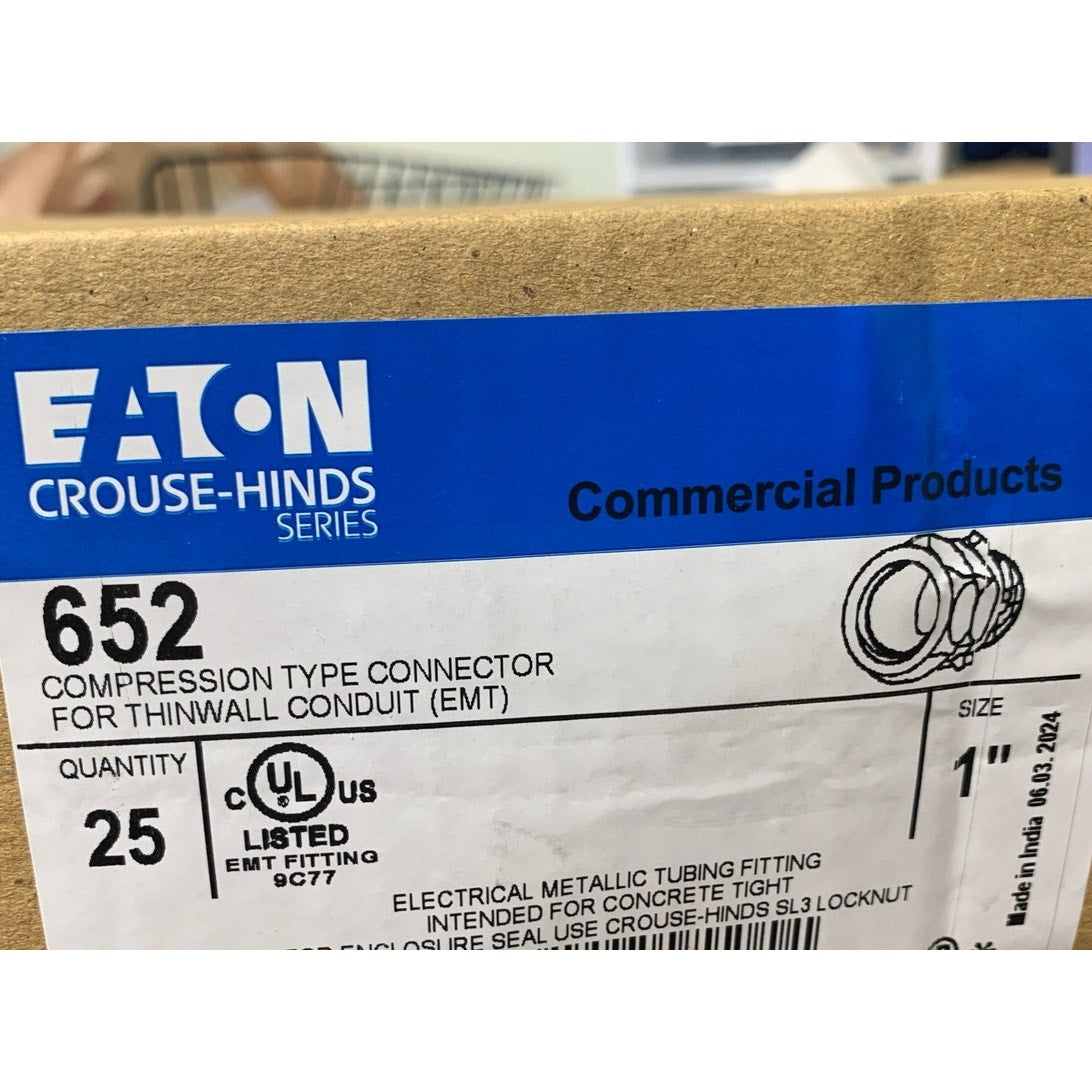 25 New In Box Eaton 652 1" EMT for EMT Thin Wall Conduit Compression Connectors