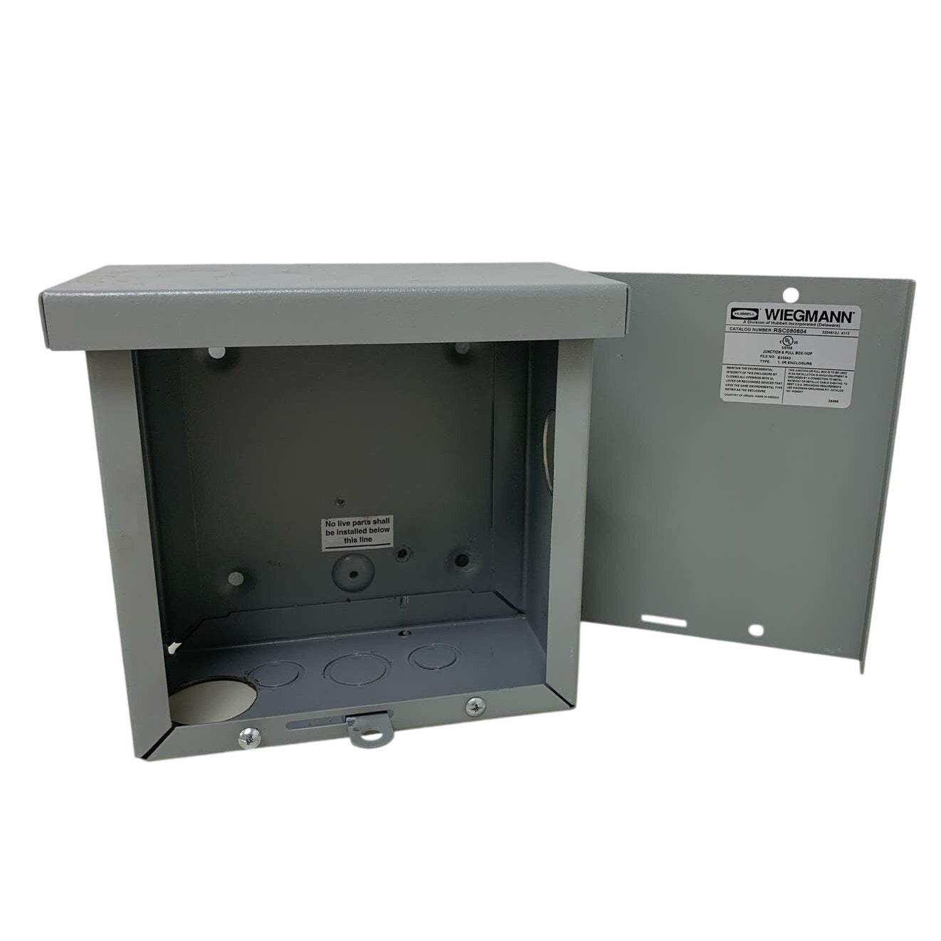 Hubbell Wiegmann RSC080804 Metal Junction & Pull Box 1,3R Enclosure VG Condition