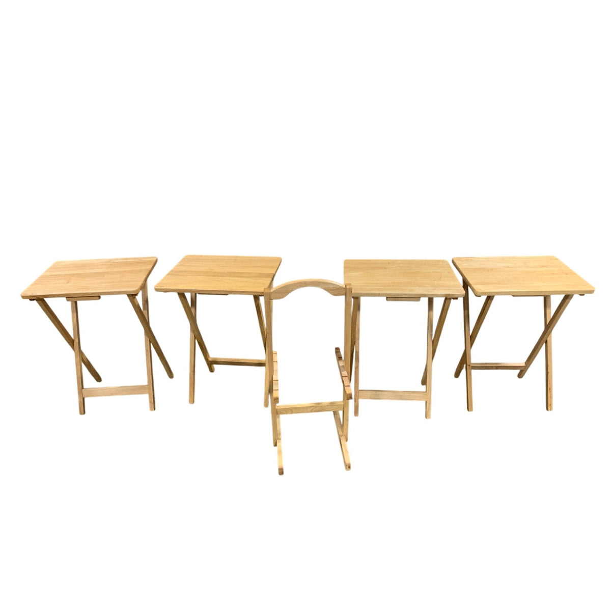 Vintage Folding TV Trays with Storage Stand – Set of Folding Snack Tables