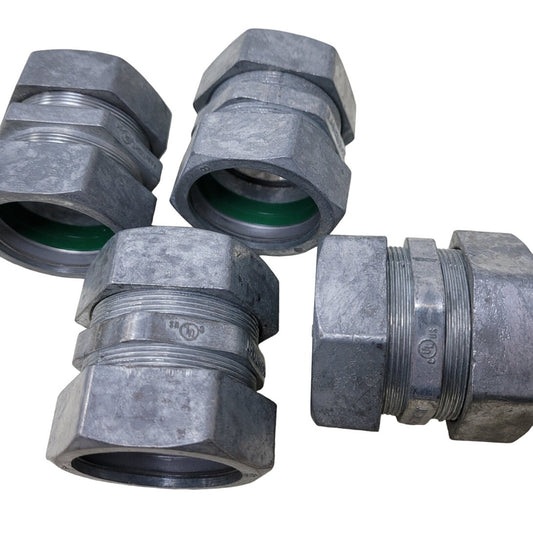 4 New 1.25" Screw Type Raintight Electrical Zinc Die Cast Plated Couplers