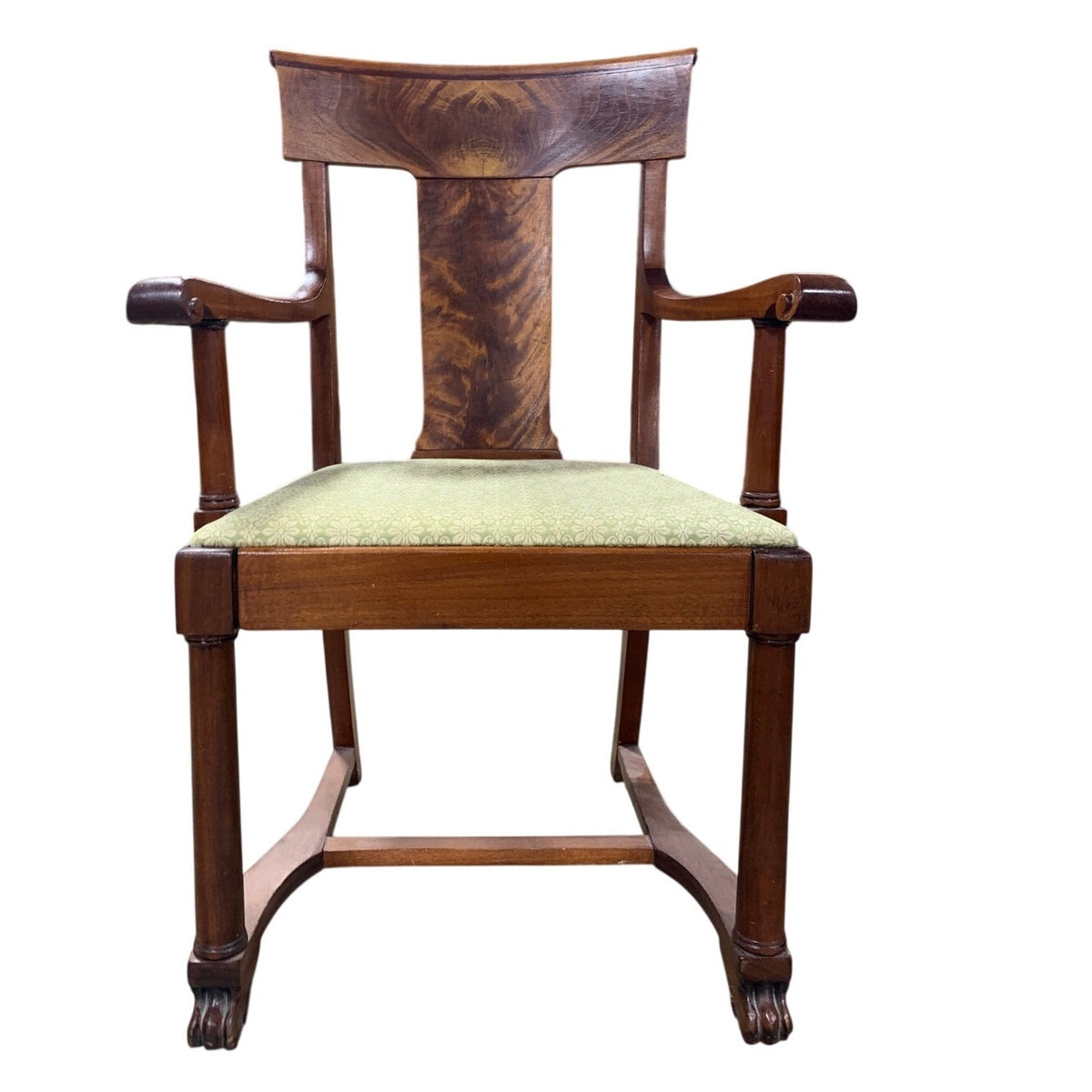 Vintage Empire Biedermeier Style Solid Wood Mahogany Armchair Dining Room Chair