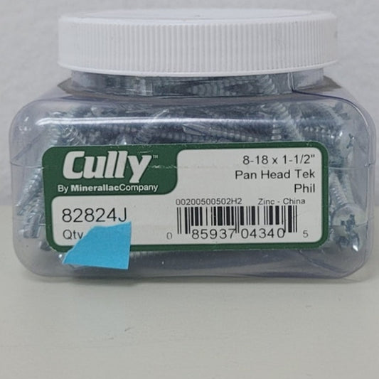 New Cully by Minerallac Company Pan Head Tek Phil 84824J 8-18 X 1.5" Zinc Screws