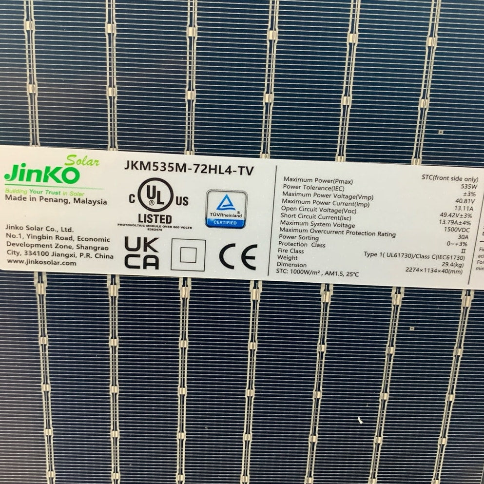 New Jinko 535W JKM 535M-72HL4-TV Bifacial Commercial Solar Panel Module