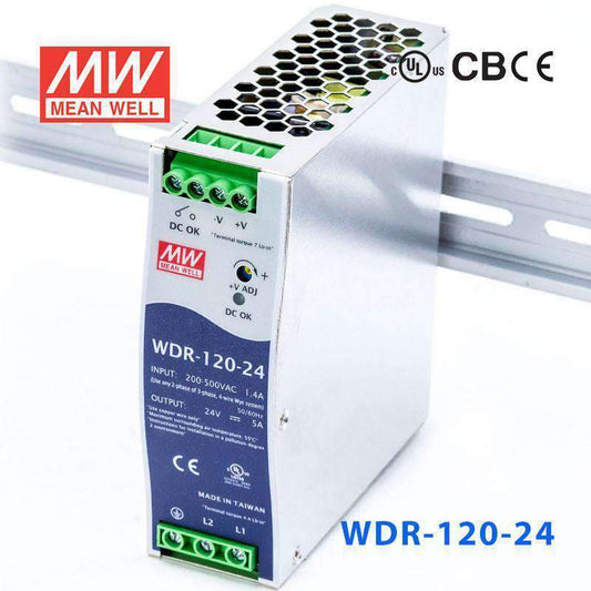 New Mean Well WDR-120-24 AC-DC Industrial DIN Rail Power Supply Module