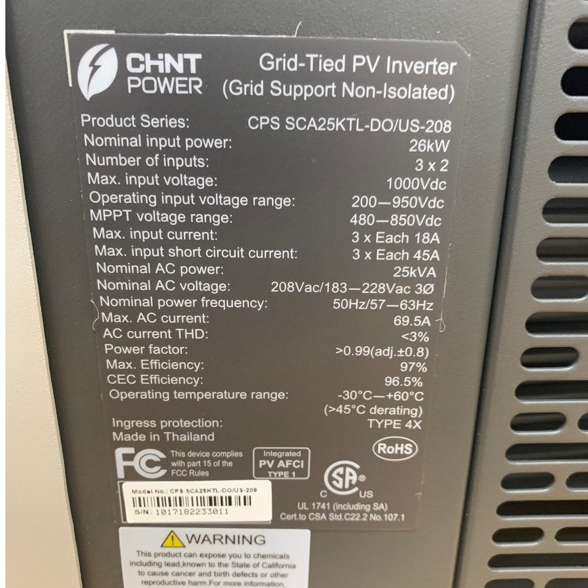 New CHNT CPS Power Grid Tied PV Solar Panel Inverter CPS SCA25KTL-DO/US208