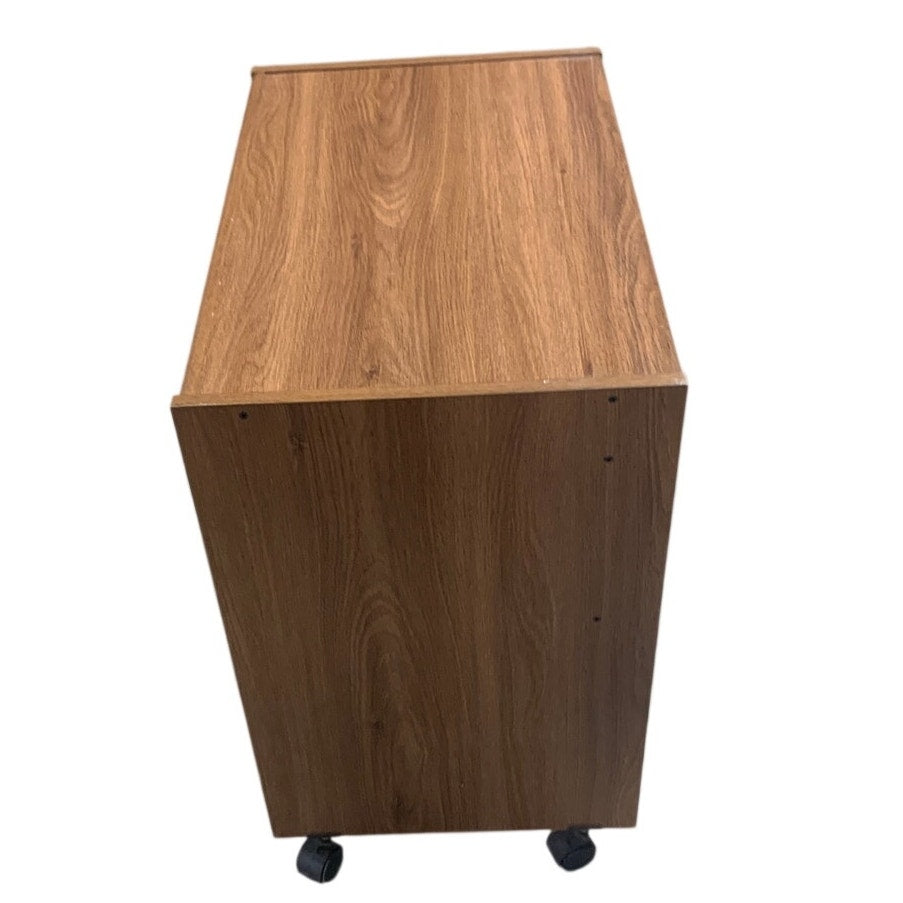 Rolling Mobile Side Table Walnut Finish 25"x16"x26.5" — Excellent Condition