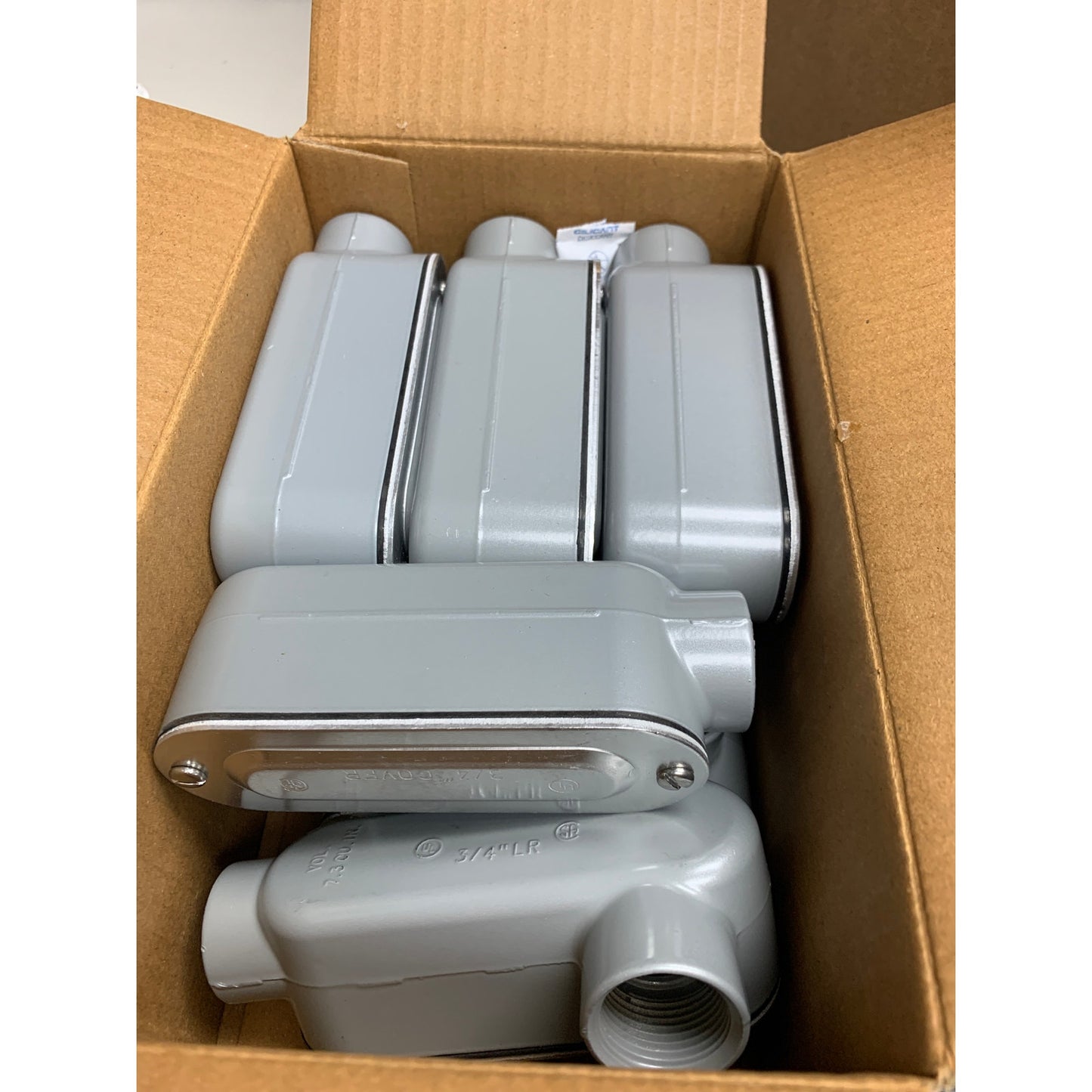 10 New In Box Eaton LR25-CGN 3/4" LR Conduit Bodies w Covers & Neoprene Gaskets