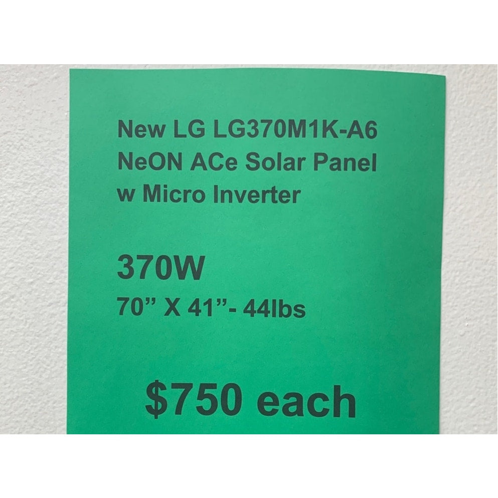 LG LG370M1K-A6 NeON ACe Solar Panel w Micro Inverter 370W 320VA 20 A 60 Cell
