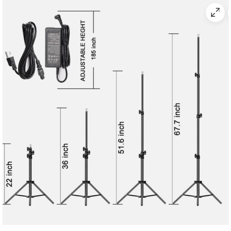GVM 800D-II RGB LED 3-Light Kit with Stands, Cords & Carrying Case