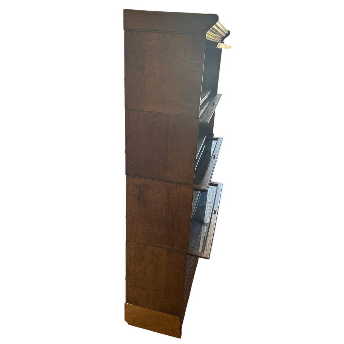 Vintage Solid Wood Barrister / Lawyer Bookcase with Glass Doors