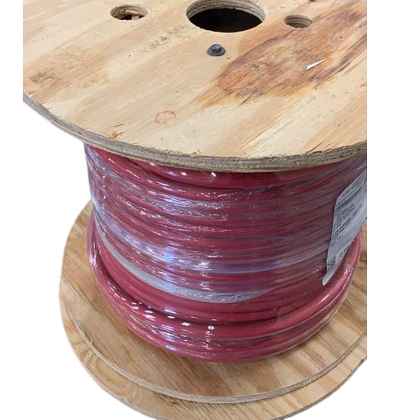 New Wooden Spool of 270 Feet Red 4/0 AWG Aluminum Electrical Wire