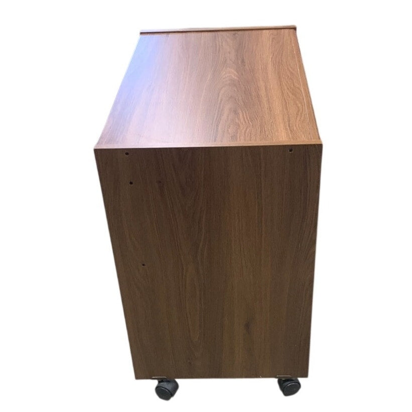 Rolling Mobile Side Table Walnut Finish 25"x16"x26.5" — Excellent Condition