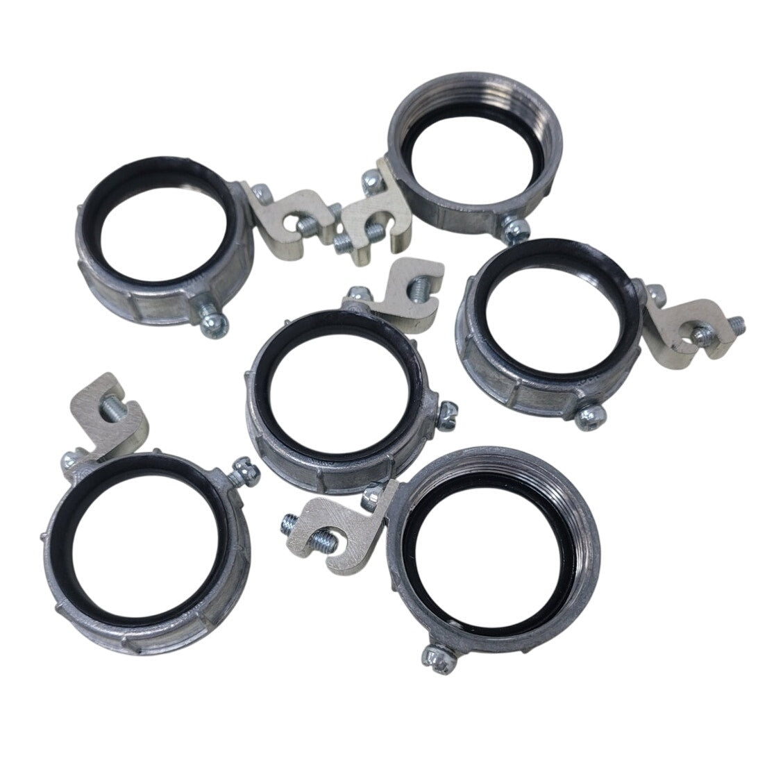 6 New Grounded Insulated 1.5" Zinc Metallic Grounding Bushings