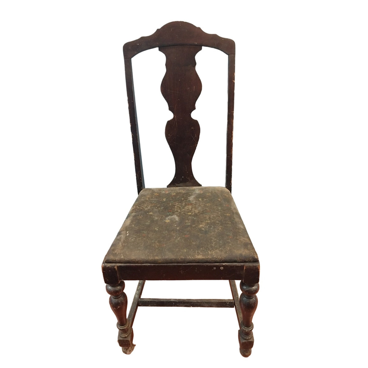 Vintage Roesch Queen Anne Style Floral Wood Dining Chair
